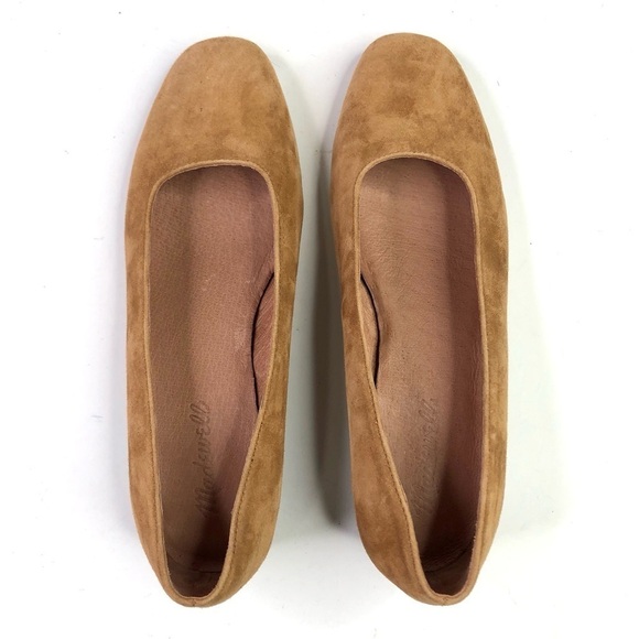 Madewell The Sophie pump tan camel suede stacked heel squared toe classic 8 - Picture 7 of 10